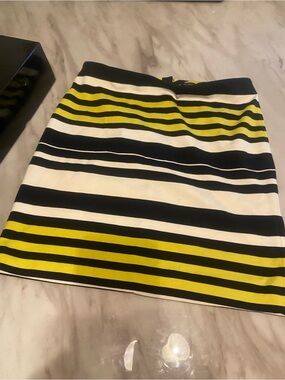 Striped Black White Yellow Mini Skirt